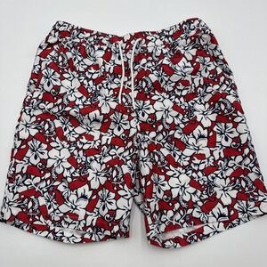 Vineyard Vines Target Mens Small Swim Trunks Red White Floral Whale Board Shorts